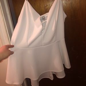 White high low peplum top